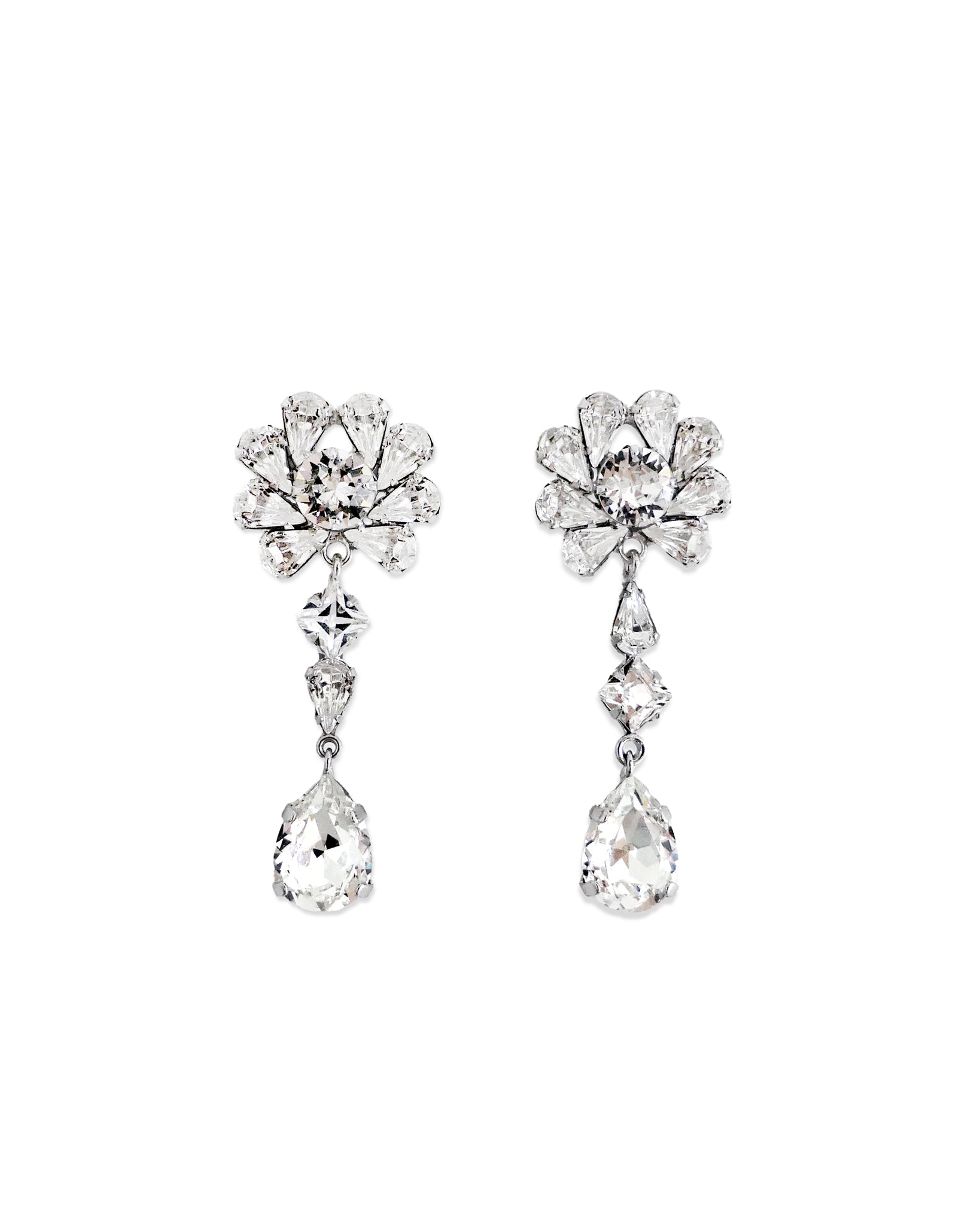 Martine Clear Crystal Floral Clip Earrings in Rhodium – Joomi Lim
